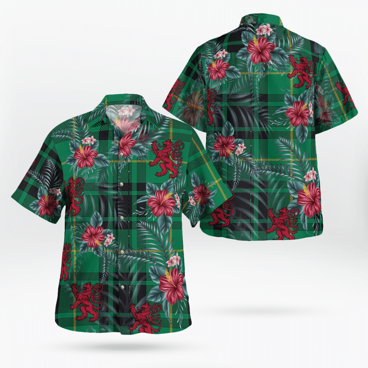 Clan MacArthur Ancient Tartan Scottish Lion Hawaiian Shirt EL57 MacArthur Ancient Tartan Tartan Hawaii Shirt   