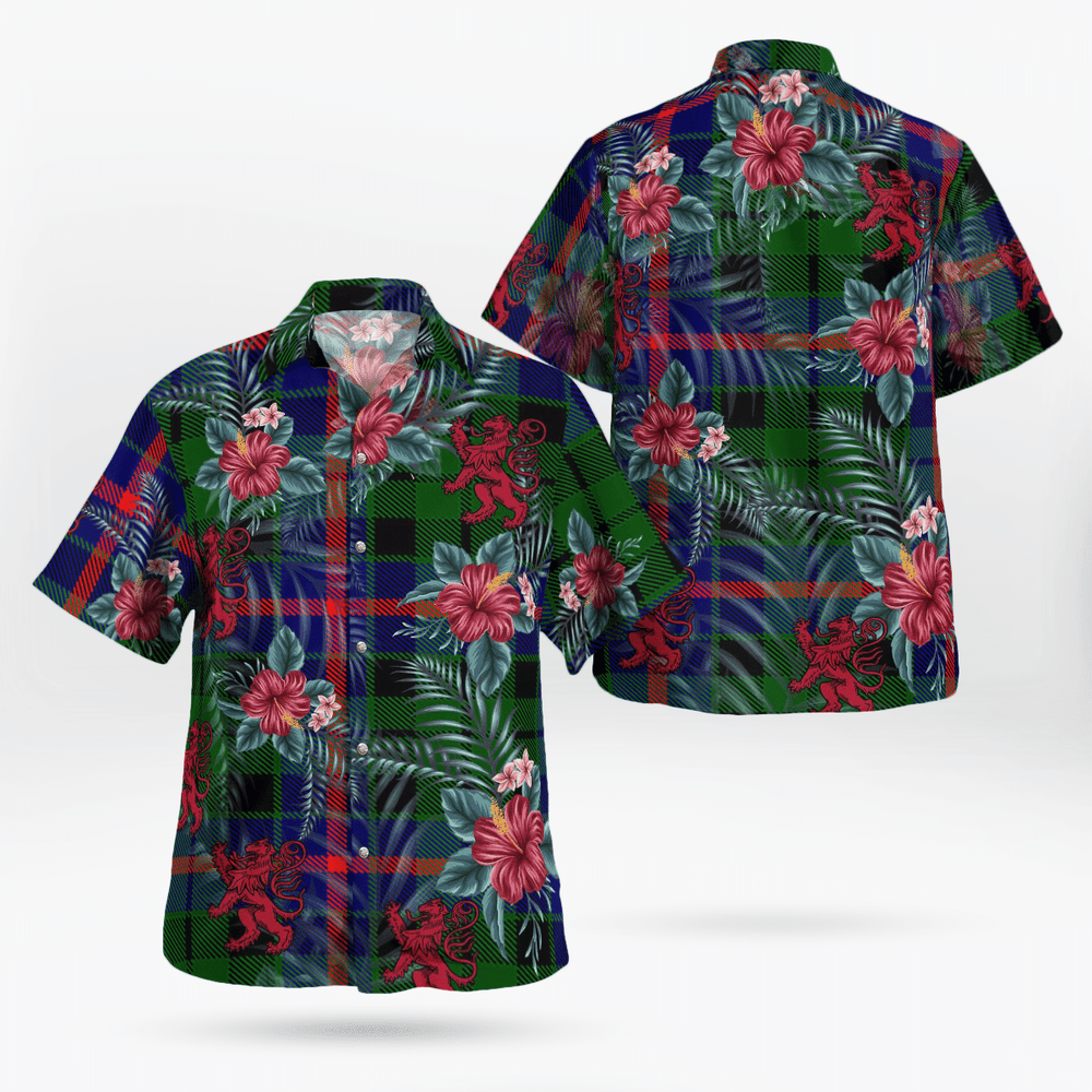Clan Morrison Modern Tartan Scottish Lion Hawaiian Shirt HP49 Morrison Modern Tartan Tartan Hawaii Shirt   