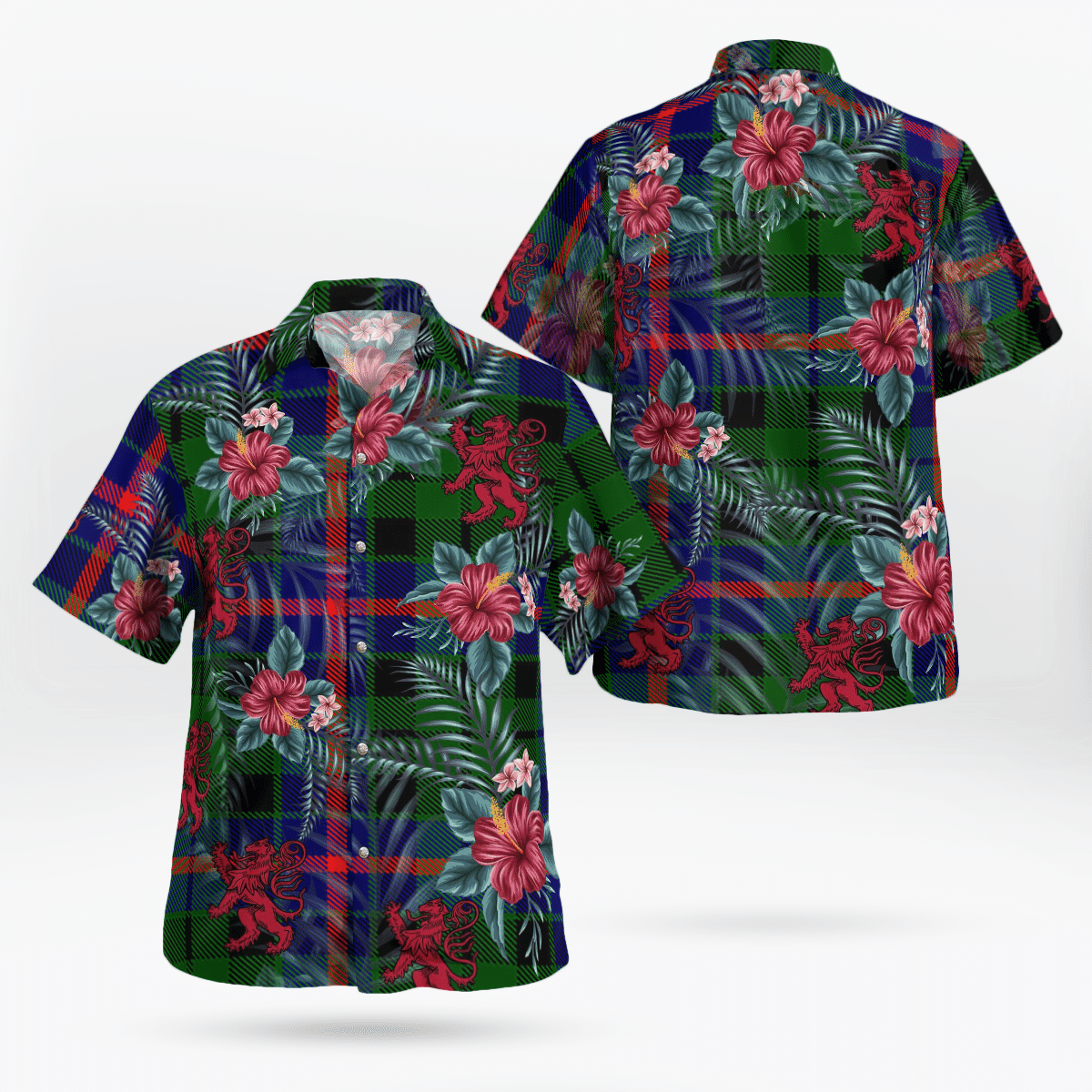 Clan Morrison Modern Tartan Scottish Lion Hawaiian Shirt HP49 Morrison Modern Tartan Tartan Hawaii Shirt   