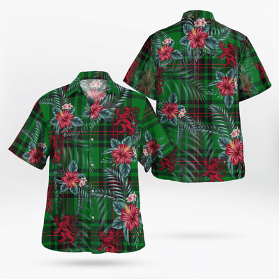 Clan Logie Tartan Scottish Lion Hawaiian Shirt ES94