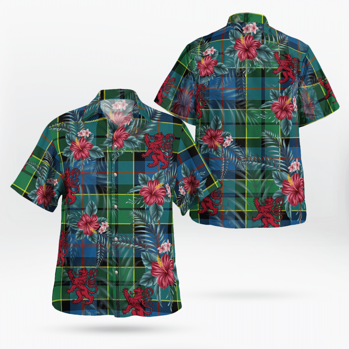 Clan Forsyth Ancient Tartan Scottish Lion Hawaiian Shirt TU44 Forsyth Ancient Tartan Tartan Hawaii Shirt   