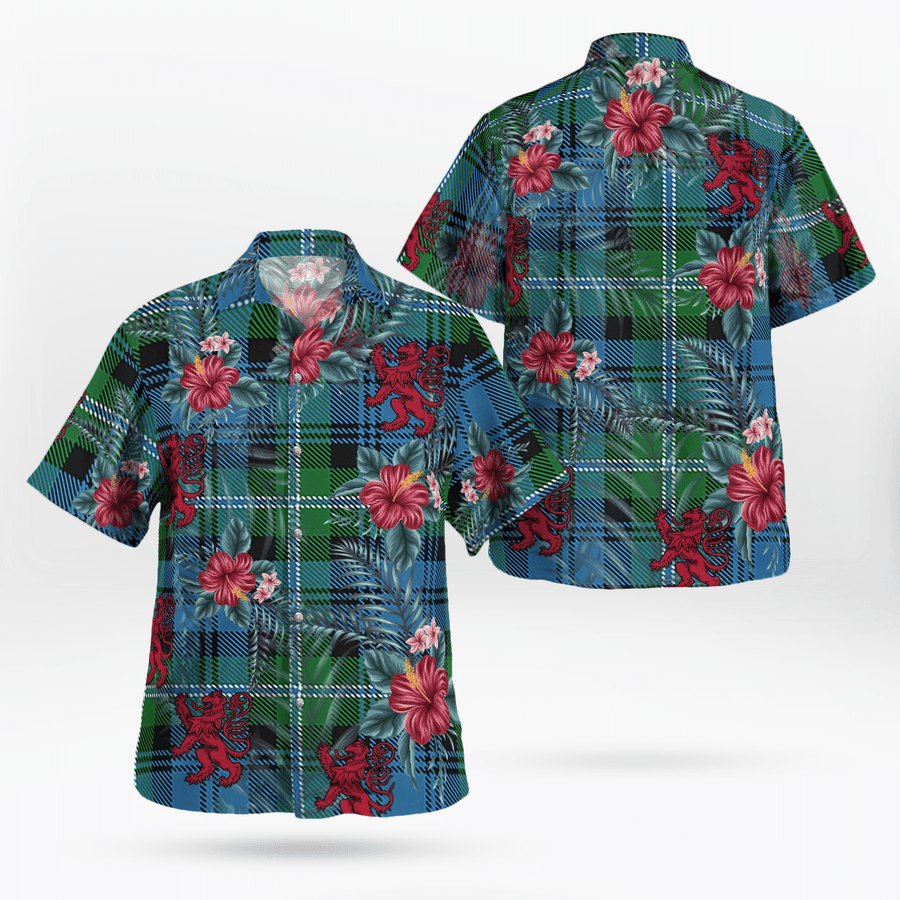 Clan Lyon Tartan Scottish Lion Hawaiian Shirt NQ60 Lyon Tartan Tartan Hawaii Shirt   