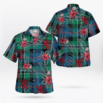 Clan Rose Hunting Ancient Tartan Scottish Lion Hawaiian Shirt