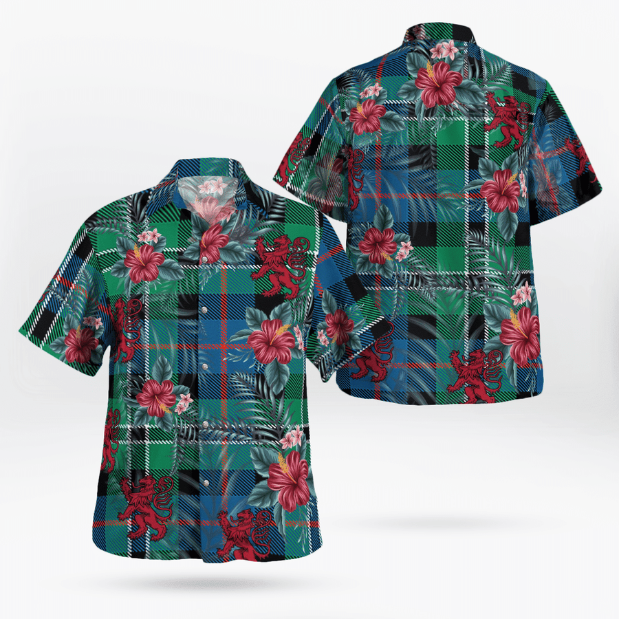Clan Rose Hunting Ancient Tartan Scottish Lion Hawaiian Shirt VV36 Rose Hunting Ancient Tartan Tartan Hawaii Shirt   