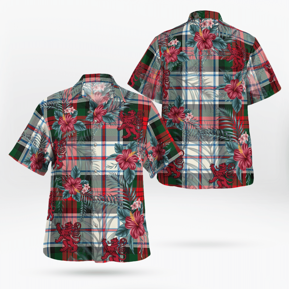 Clan MacDuff Dress Modern Tartan Scottish Lion Hawaiian Shirt YP63 MacDuff Dress Modern Tartan Tartan Hawaii Shirt   