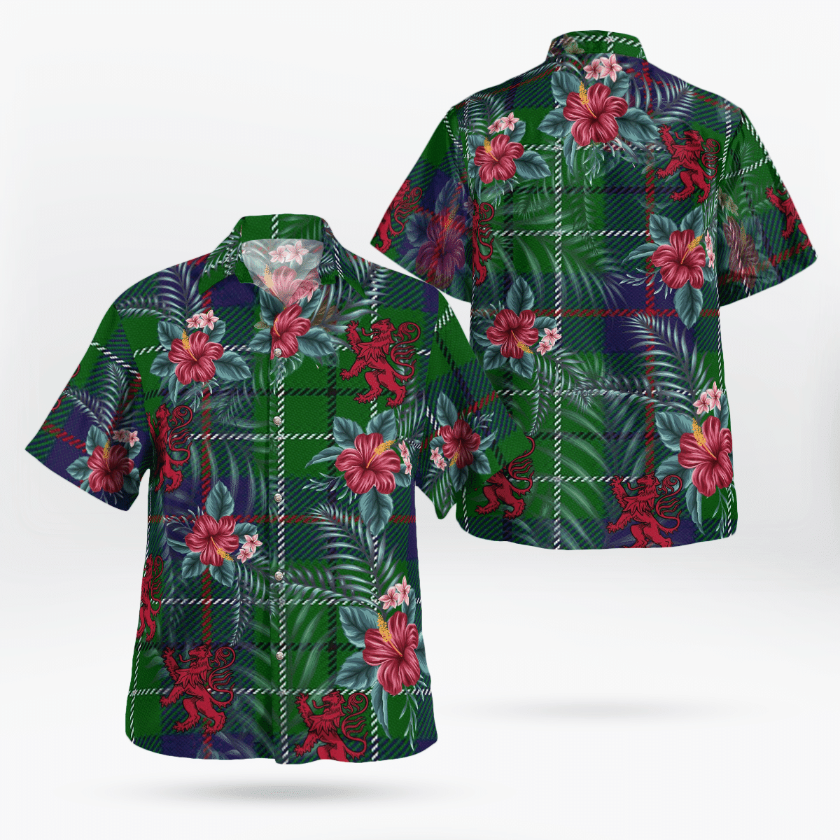 Clan Duncan Modern Tartan Scottish Lion Hawaiian Shirt XU77 Duncan Modern Tartan Tartan Hawaii Shirt   