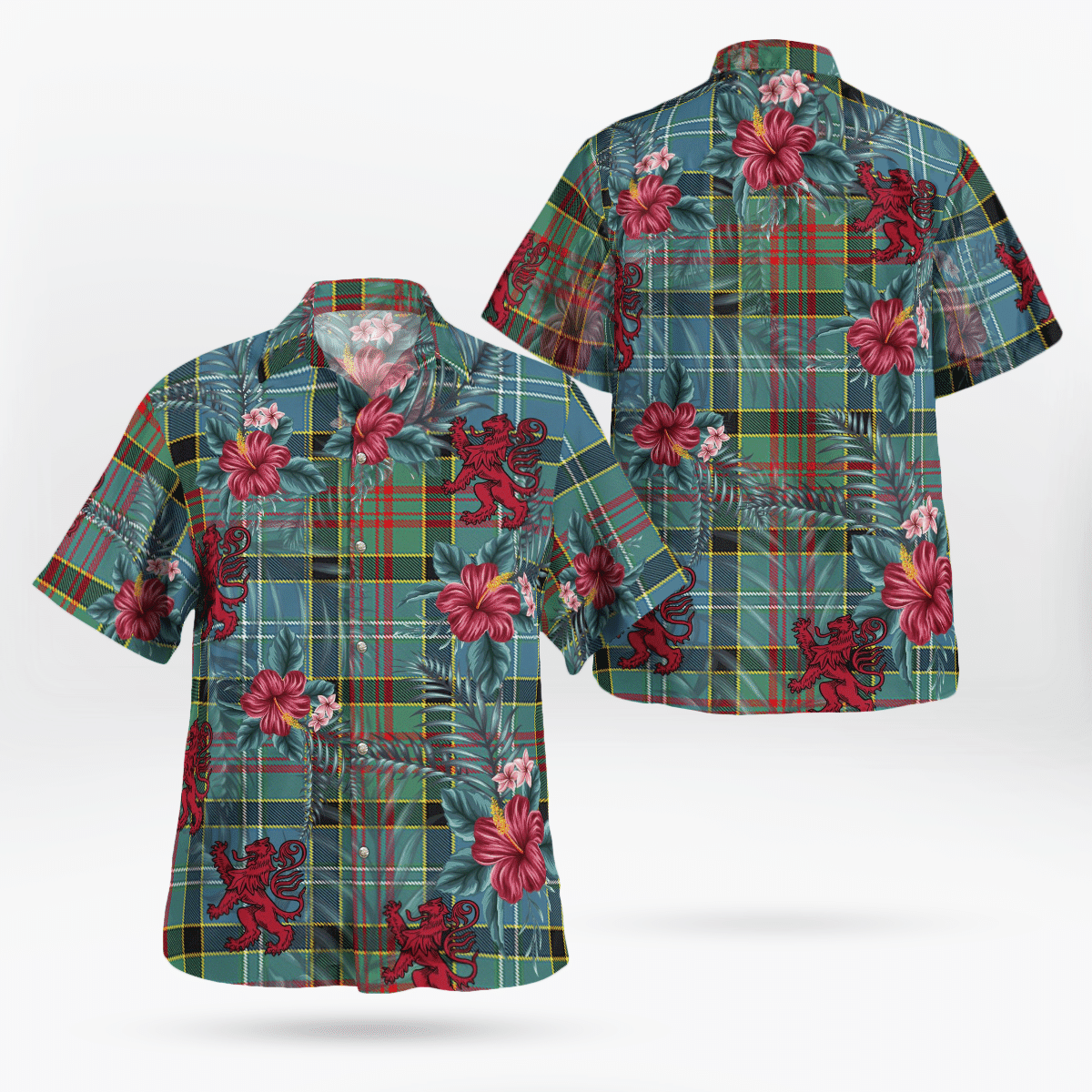 Clan Paisley District Tartan Scottish Lion Hawaiian Shirt DD20 Paisley District Tartan Tartan Hawaii Shirt   