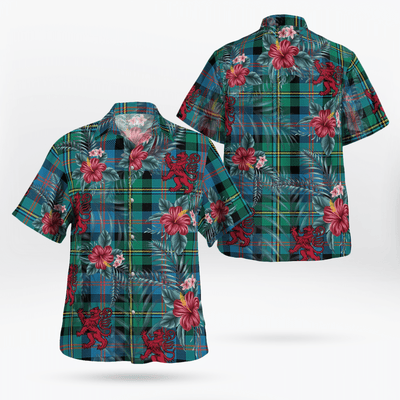 Clan Malcolm Ancient Tartan Scottish Lion Hawaiian Shirt