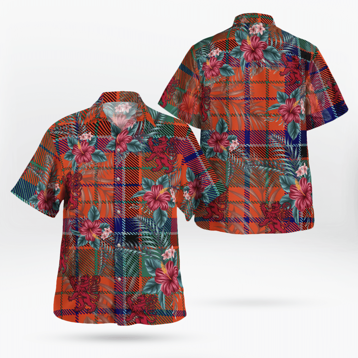 Clan Nicolson Ancient Tartan Scottish Lion Hawaiian Shirt BU98 Nicolson Ancient Tartan Tartan Hawaii Shirt   