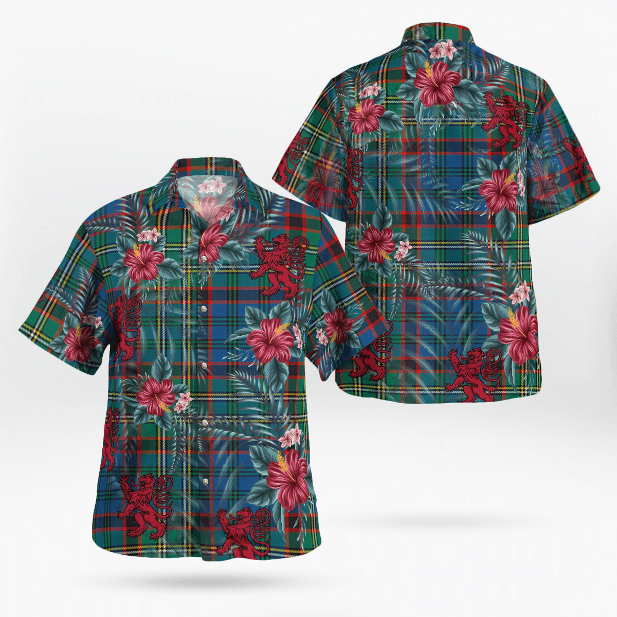 Clan Nicolson Hunting Ancient Tartan Scottish Lion Hawaiian Shirt YB41 Nicolson Hunting Ancient Tartan Tartan Hawaii Shirt   
