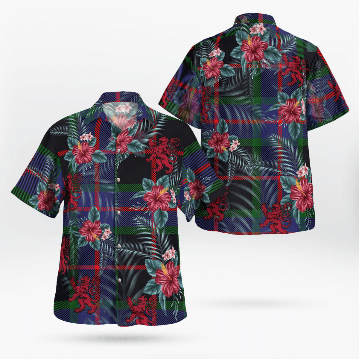Clan Nairn Tartan Scottish Lion Hawaiian Shirt QI11 Nairn Tartan Tartan Hawaii Shirt   