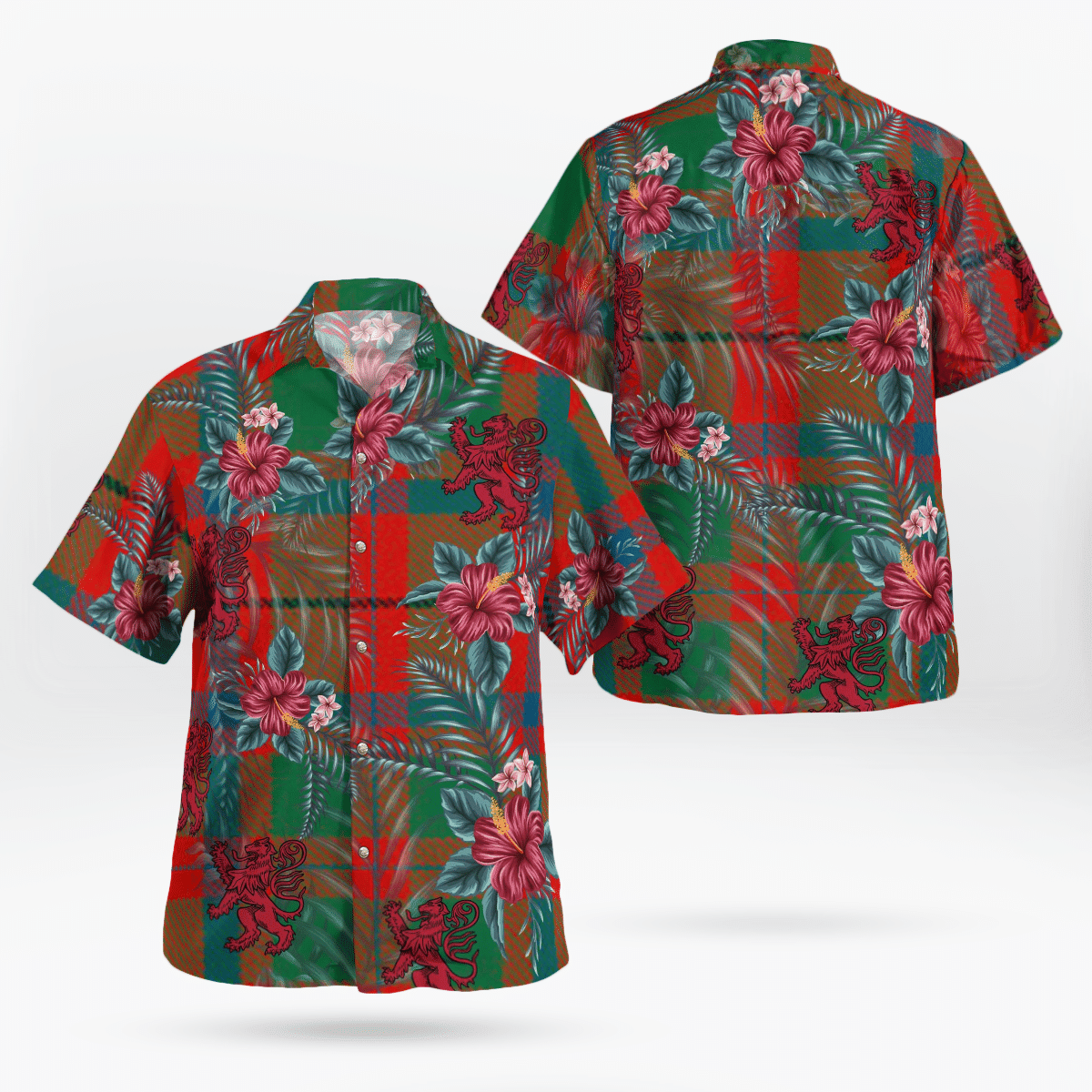 Clan McIlvian Tartan Scottish Lion Hawaiian Shirt TY75 McIlvian Tartan Tartan Hawaii Shirt   