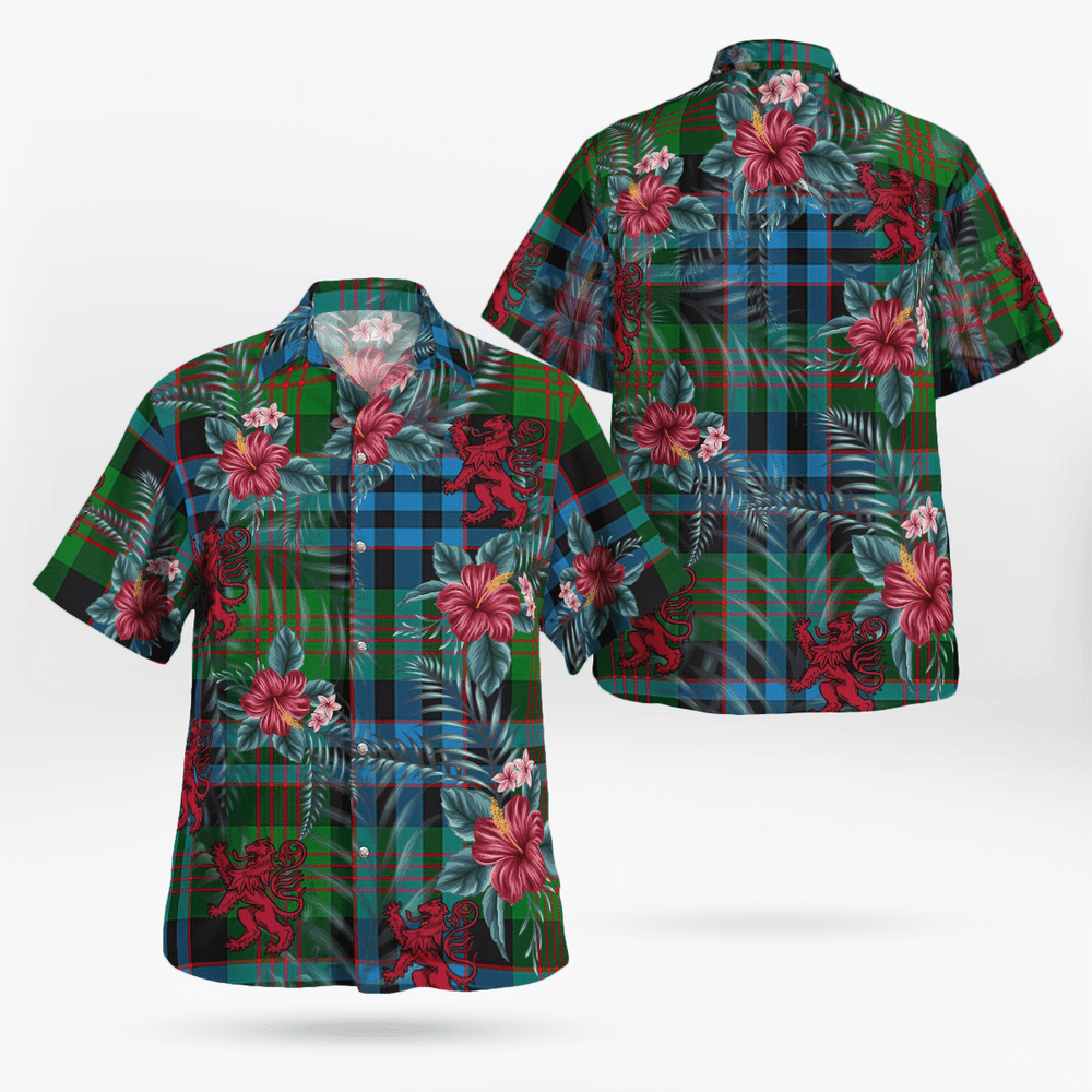 Clan Newlands Tartan Scottish Lion Hawaiian Shirt RD11 Newlands Tartan Tartan Hawaii Shirt   