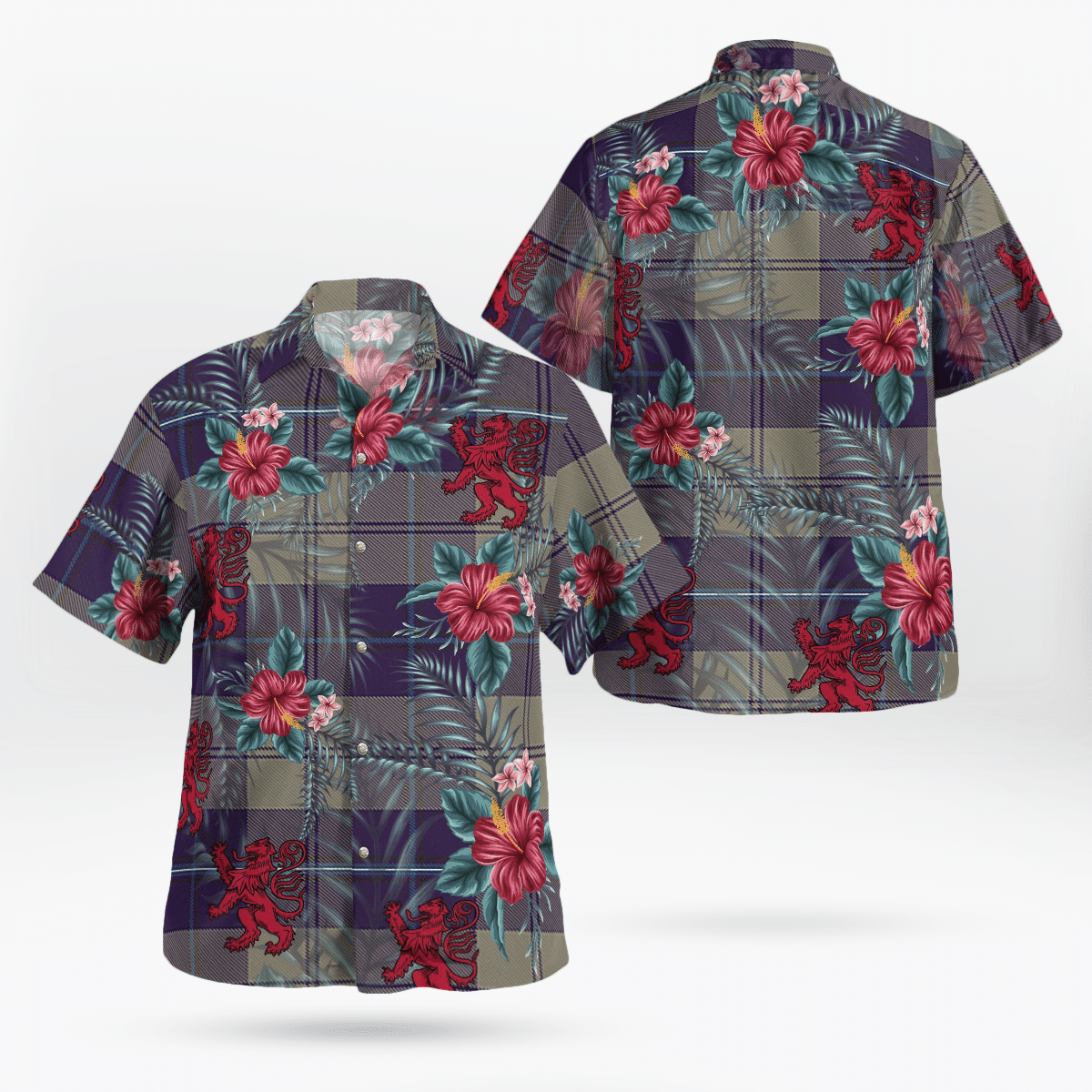 Clan Cunningham Dress Blue Dancers Tartan Scottish Lion Hawaiian Shirt CJ83 Cunningham Dress Blue Dancers Tartan Tartan Hawaii Shirt   
