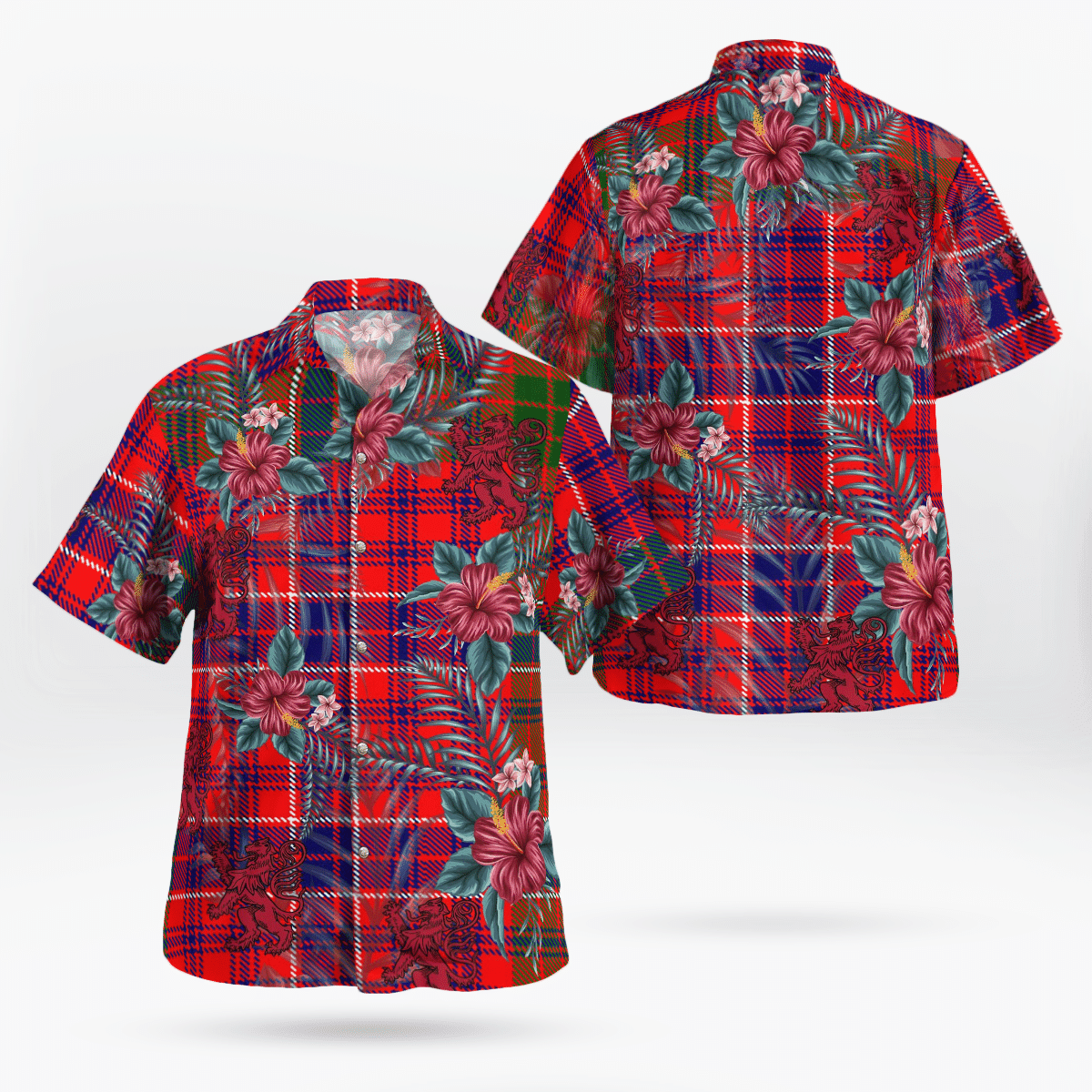 Clan MacRae Modern Tartan Scottish Lion Hawaiian Shirt MN98 MacRae Modern Tartan Tartan Hawaii Shirt   