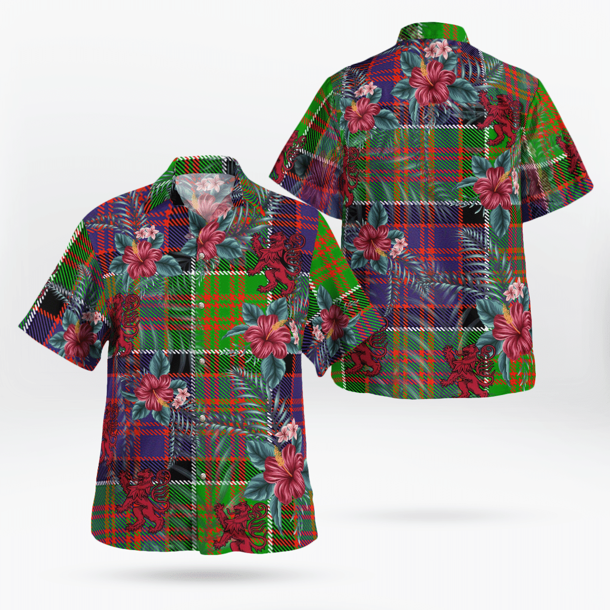 Clan MacDonald of Clanranald Tartan Scottish Lion Hawaiian Shirt QJ76 MacDonald of Clanranald Tartan Tartan Hawaii Shirt   