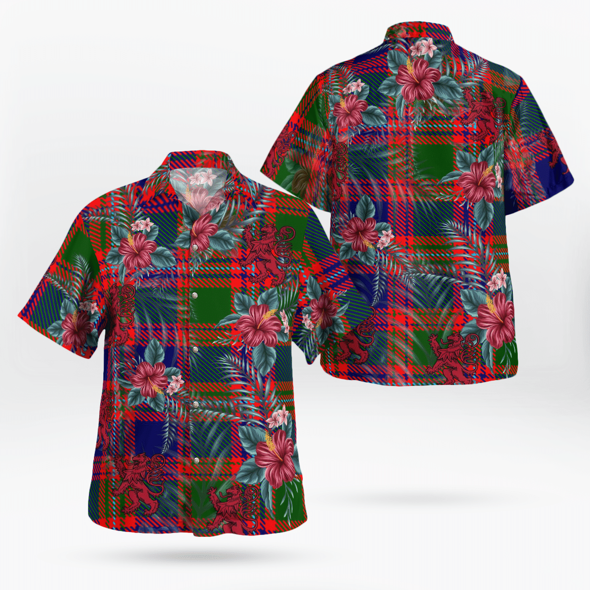 Clan MacIntyre Modern Tartan Scottish Lion Hawaiian Shirt BG54 MacIntyre Modern Tartan Tartan Hawaii Shirt   