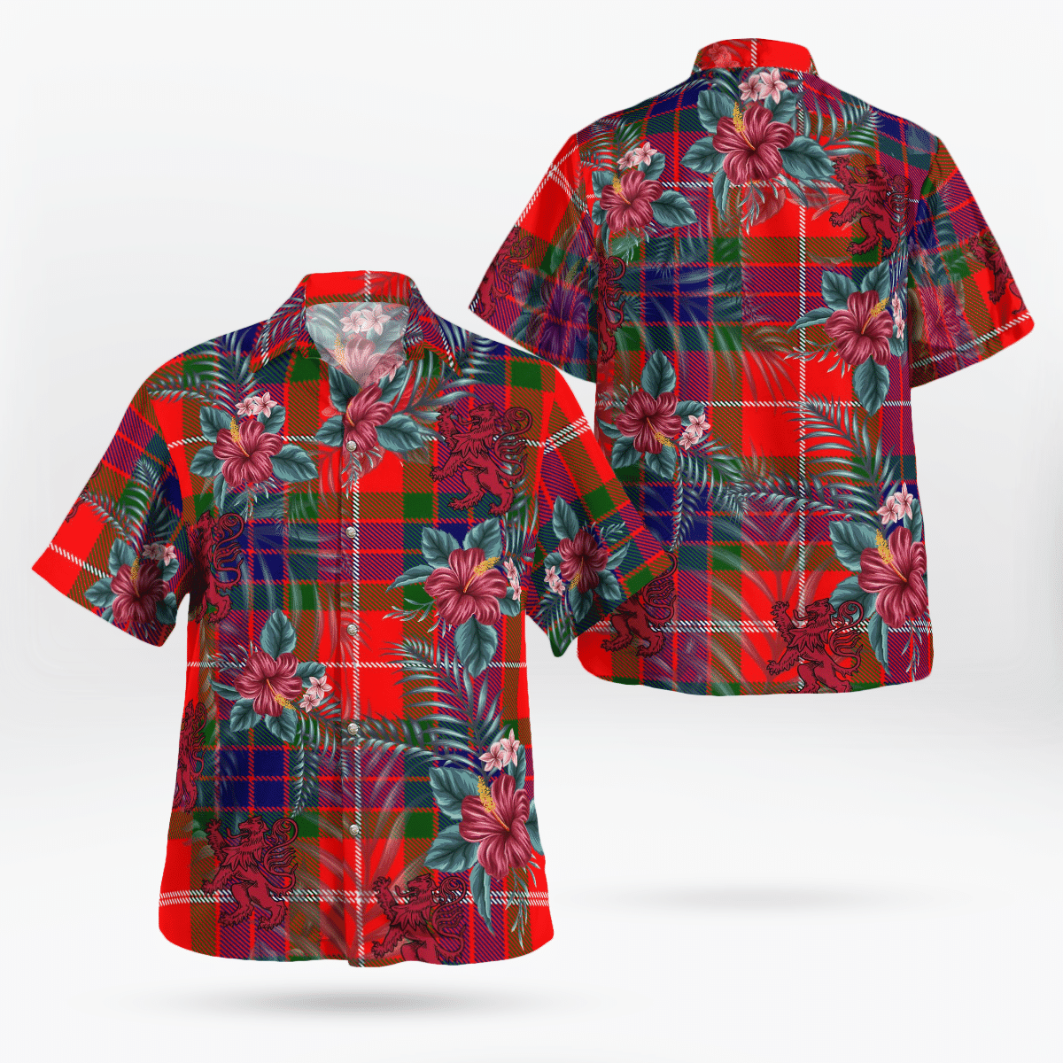 Clan Fraser Modern Tartan Scottish Lion Hawaiian Shirt MY99 Fraser Modern Tartan Tartan Hawaii Shirt   