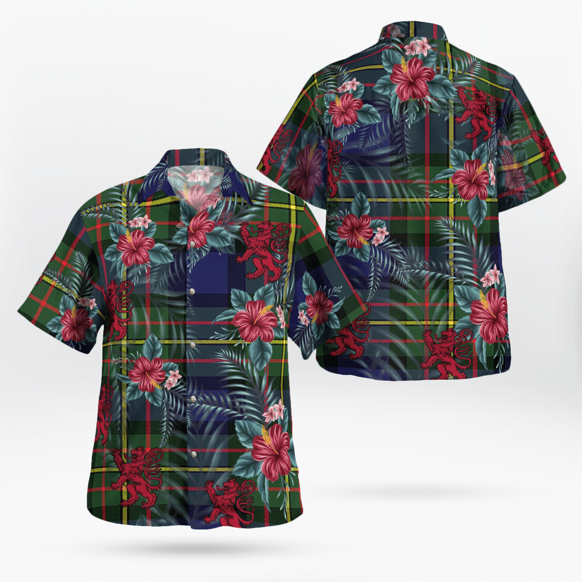 Clan MacLaren Modern Tartan Scottish Lion Hawaiian Shirt DA21 MacLaren Modern Tartan Tartan Hawaii Shirt   