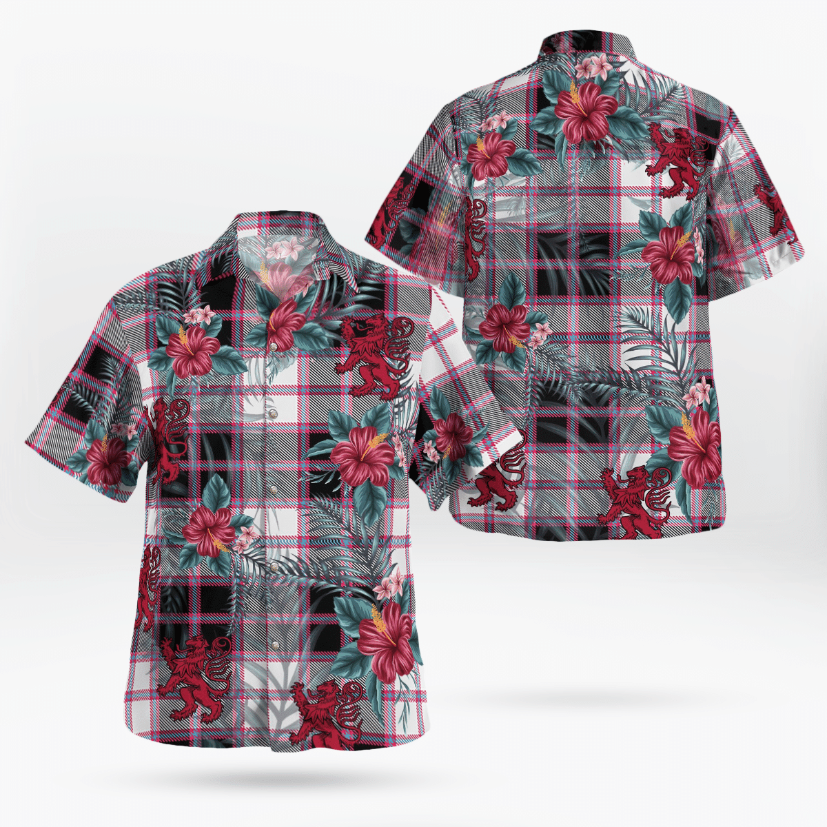 Clan MacPherson Hunting Modern Tartan Scottish Lion Hawaiian Shirt PK15 MacPherson Hunting Modern Tartan Tartan Hawaii Shirt   