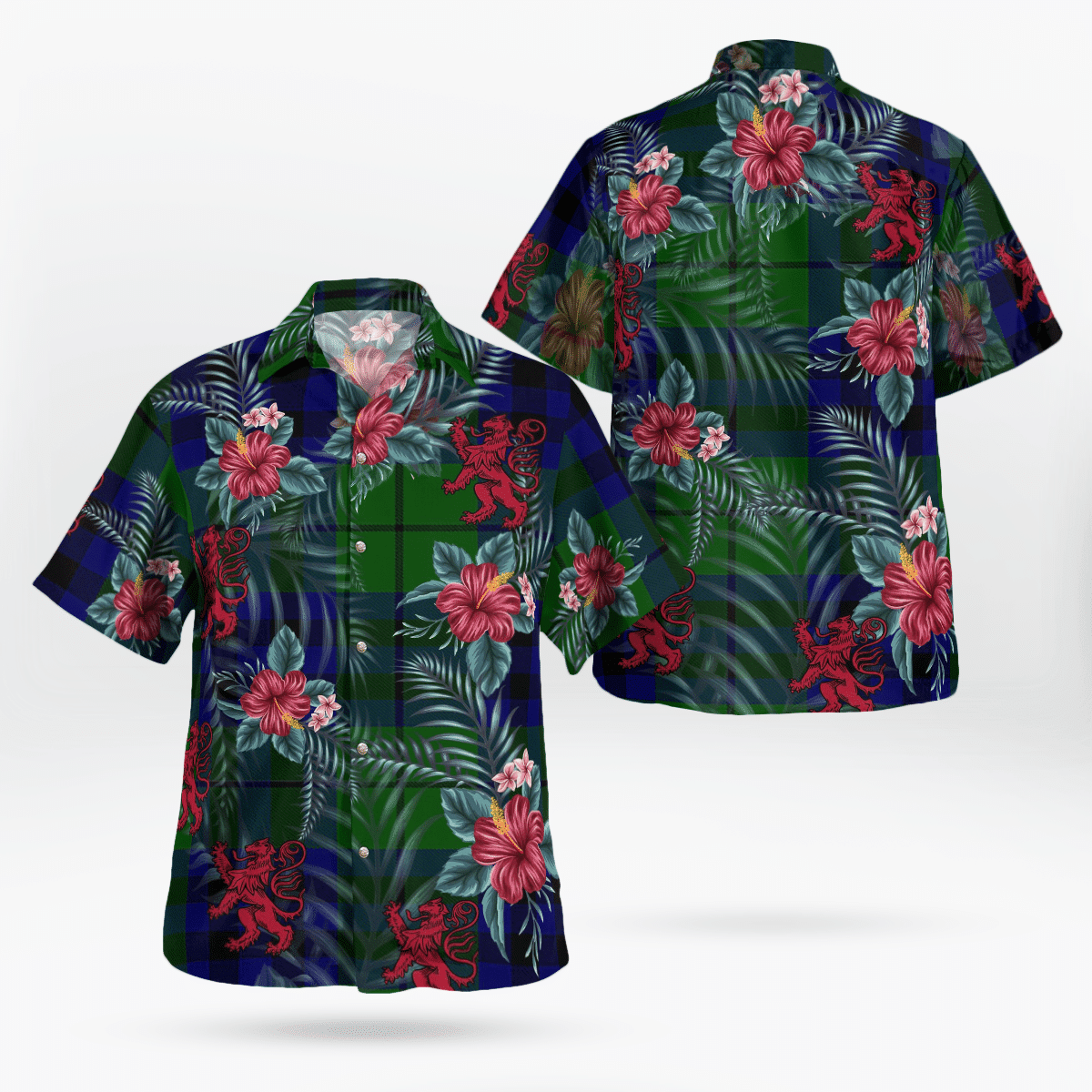 Clan Keith Modern Tartan Scottish Lion Hawaiian Shirt WI85 Keith Modern Tartan Tartan Hawaii Shirt   
