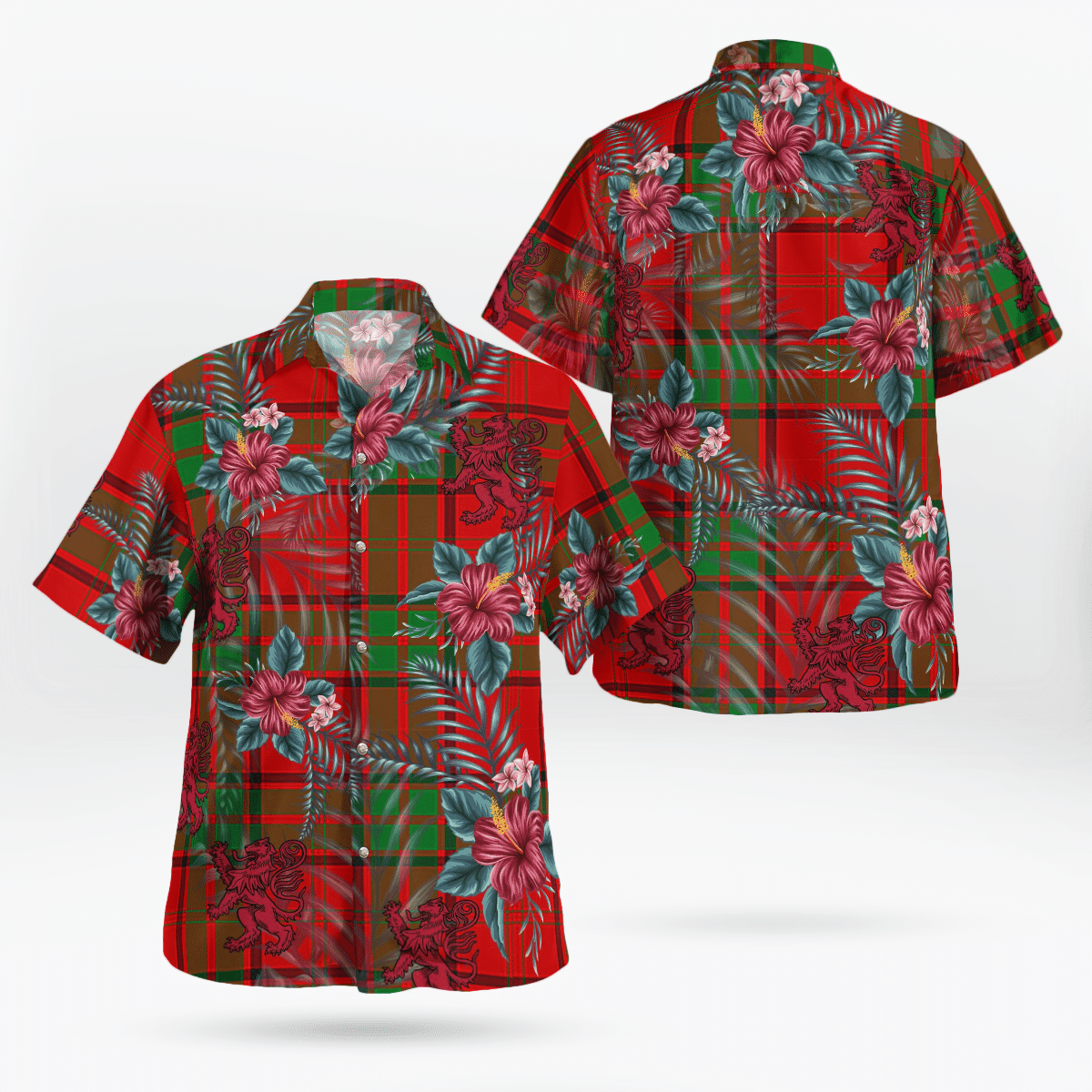 Clan Maxwell Tartan Scottish Lion Hawaiian Shirt WD80 Maxwell Tartan Tartan Hawaii Shirt   