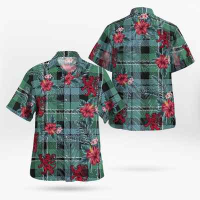 Clan Melville Tartan Scottish Lion Hawaiian Shirt