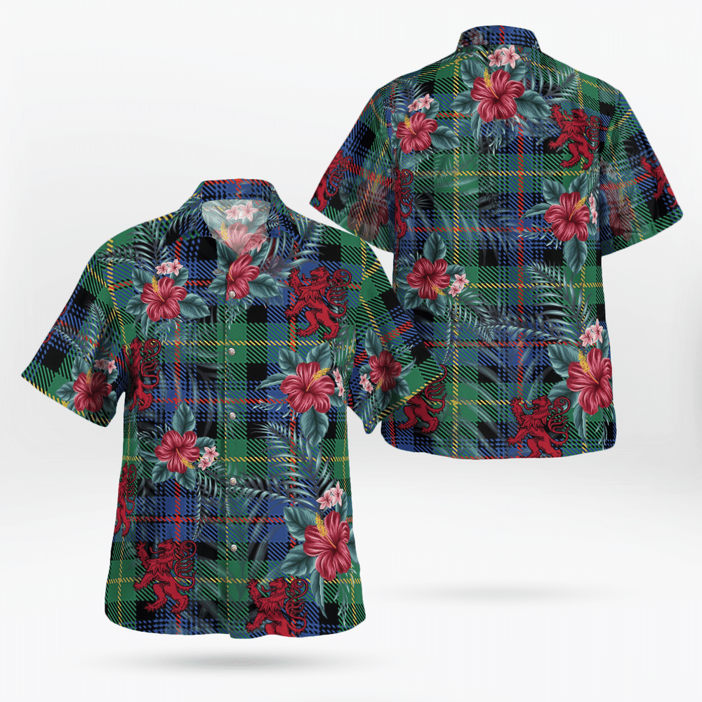 Clan Farquharson Ancient Tartan Scottish Lion Hawaiian Shirt TW73 Farquharson Ancient Tartan Tartan Hawaii Shirt   