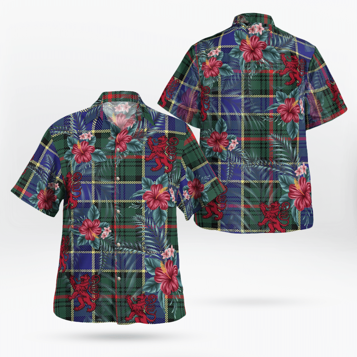 Clan Ogilvie Hunting Modern Tartan Scottish Lion Hawaiian Shirt TX57 Ogilvie Hunting Modern Tartan Tartan Hawaii Shirt   