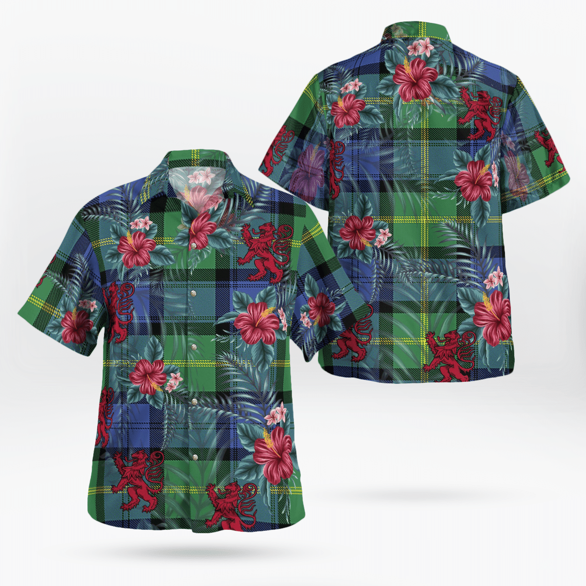 Clan Gordon Old Ancient Tartan Scottish Lion Hawaiian Shirt CU83 Gordon Old Ancient Tartan Tartan Hawaii Shirt   