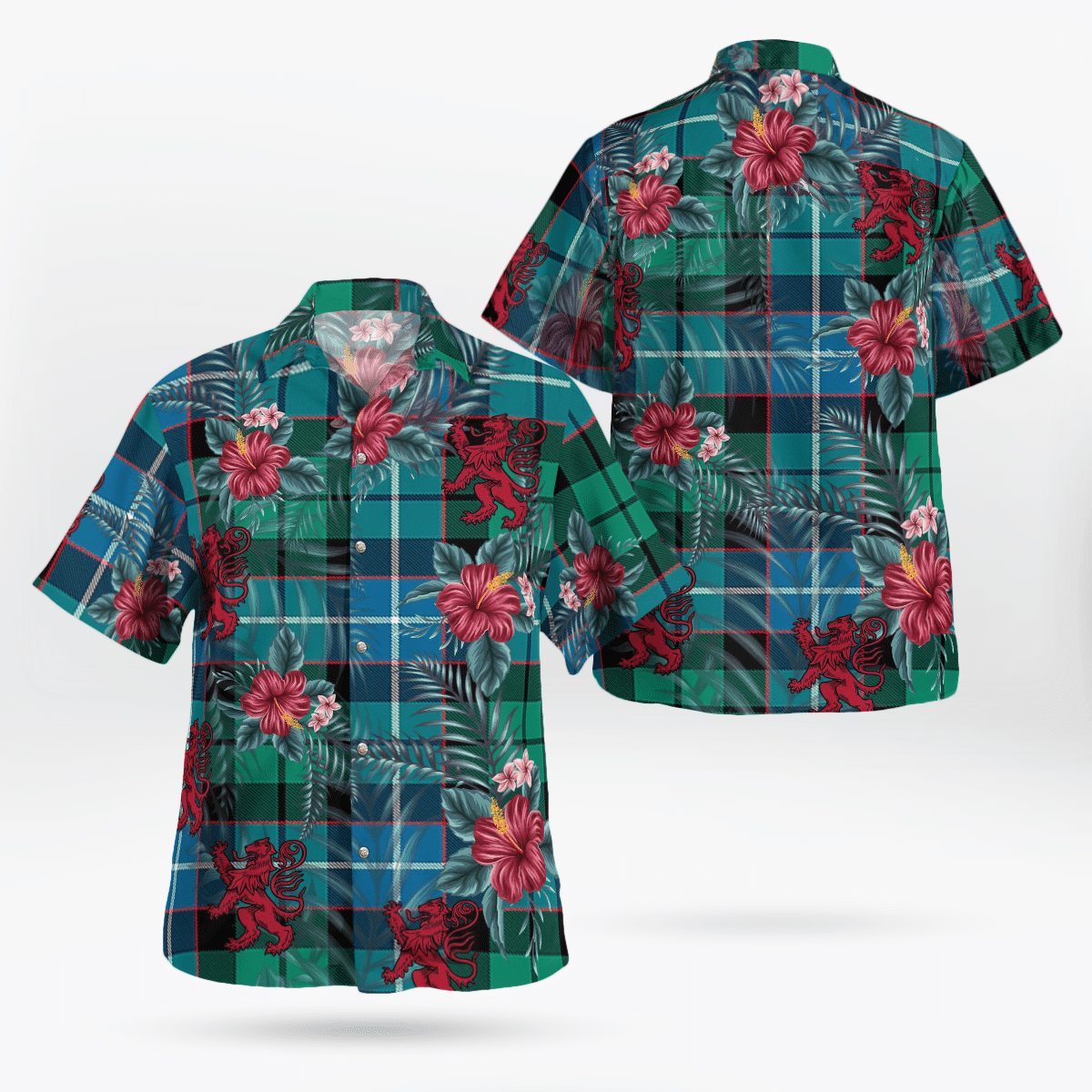 Clan Galbraith Ancient Tartan Scottish Lion Hawaiian Shirt CO86 Galbraith Ancient Tartan Tartan Hawaii Shirt   
