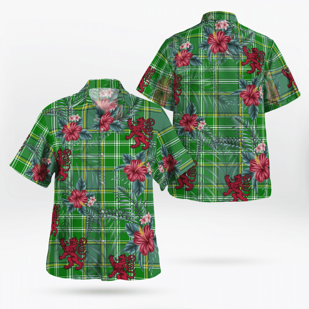 Clan Currie Tartan Scottish Lion Hawaiian Shirt NW73 Currie Tartan Tartan Hawaii Shirt   