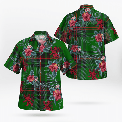 Clan Orrock (Fife) Tartan Scottish Lion Hawaiian Shirt