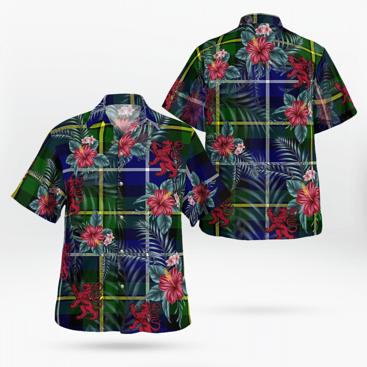 Clan MacNeil of Barra Modern Tartan Scottish Lion Hawaiian Shirt FE58 MacNeil of Barra Modern Tartan Tartan Hawaii Shirt   