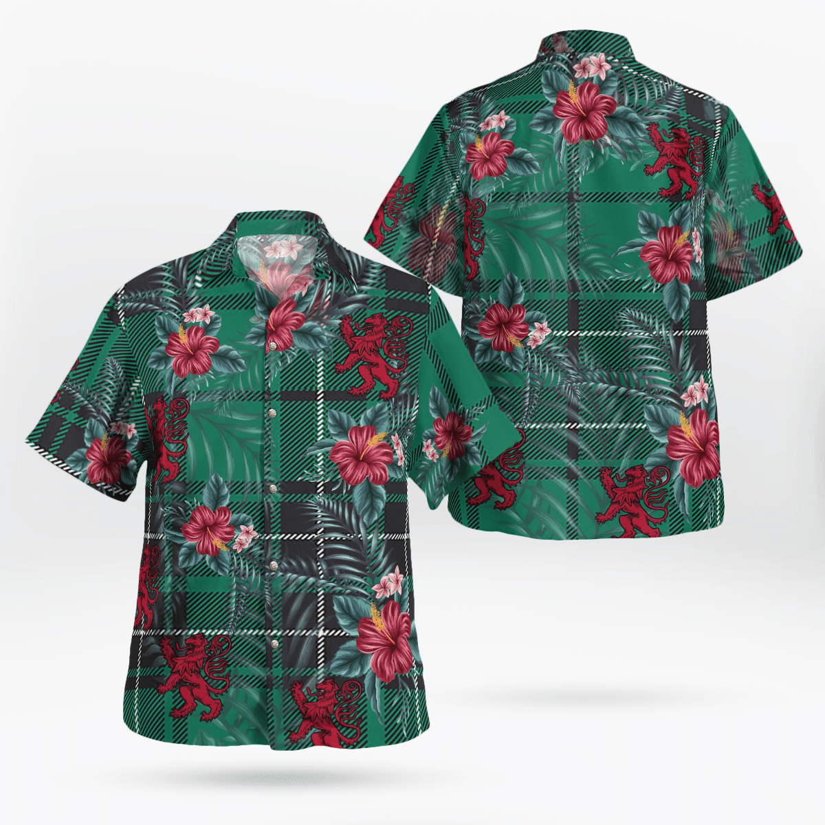 Clan MacLean Hunting Ancient Tartan Scottish Lion Hawaiian Shirt AQ52 MacLean Hunting Ancient Tartan Tartan Hawaii Shirt   