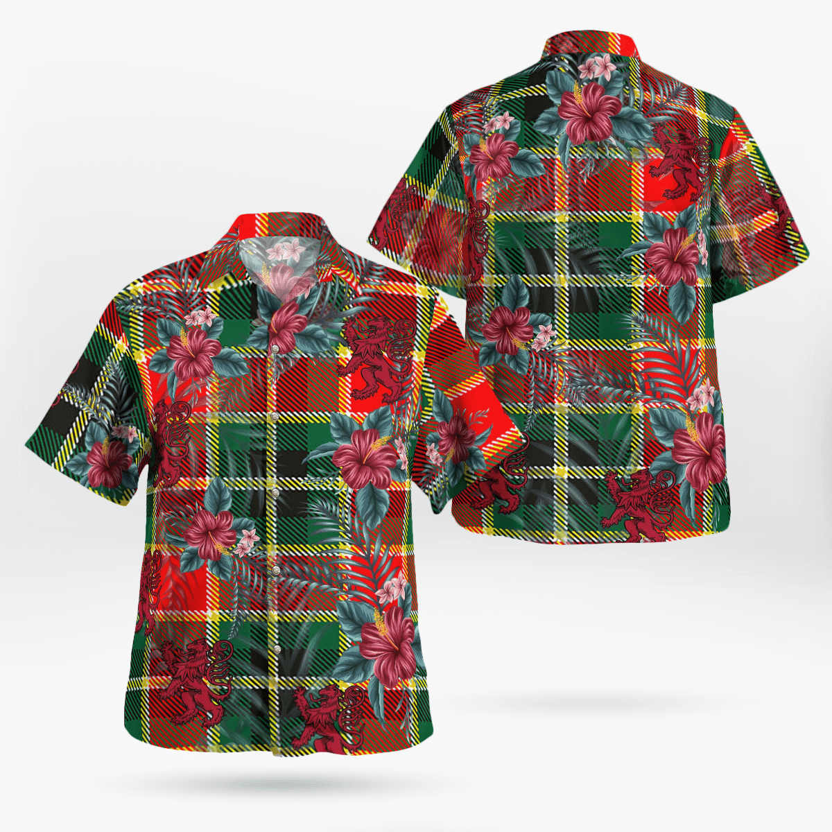 Clan MacLachlan Hunting Modern Tartan Scottish Lion Hawaiian Shirt JF65 MacLachlan Hunting Modern Tartan Tartan Hawaii Shirt   