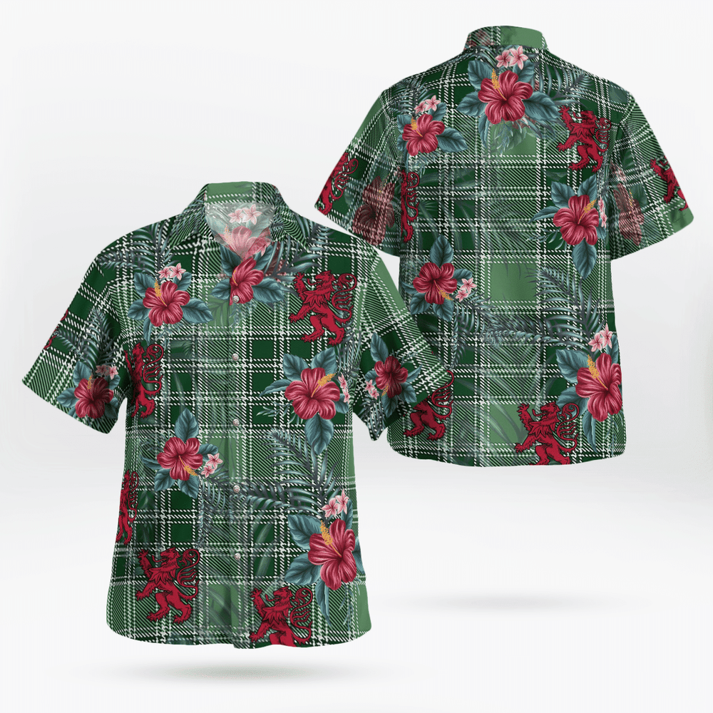 Clan MacDonald Lord of the Isles Hunting Tartan Scottish Lion Hawaiian Shirt AE70 MacDonald Lord of the Isles Hunting Tartan Tartan Hawaii Shirt   
