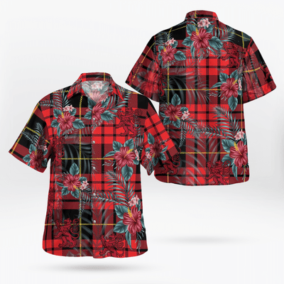 Clan MacQueen Modern Tartan Scottish Lion Hawaiian Shirt