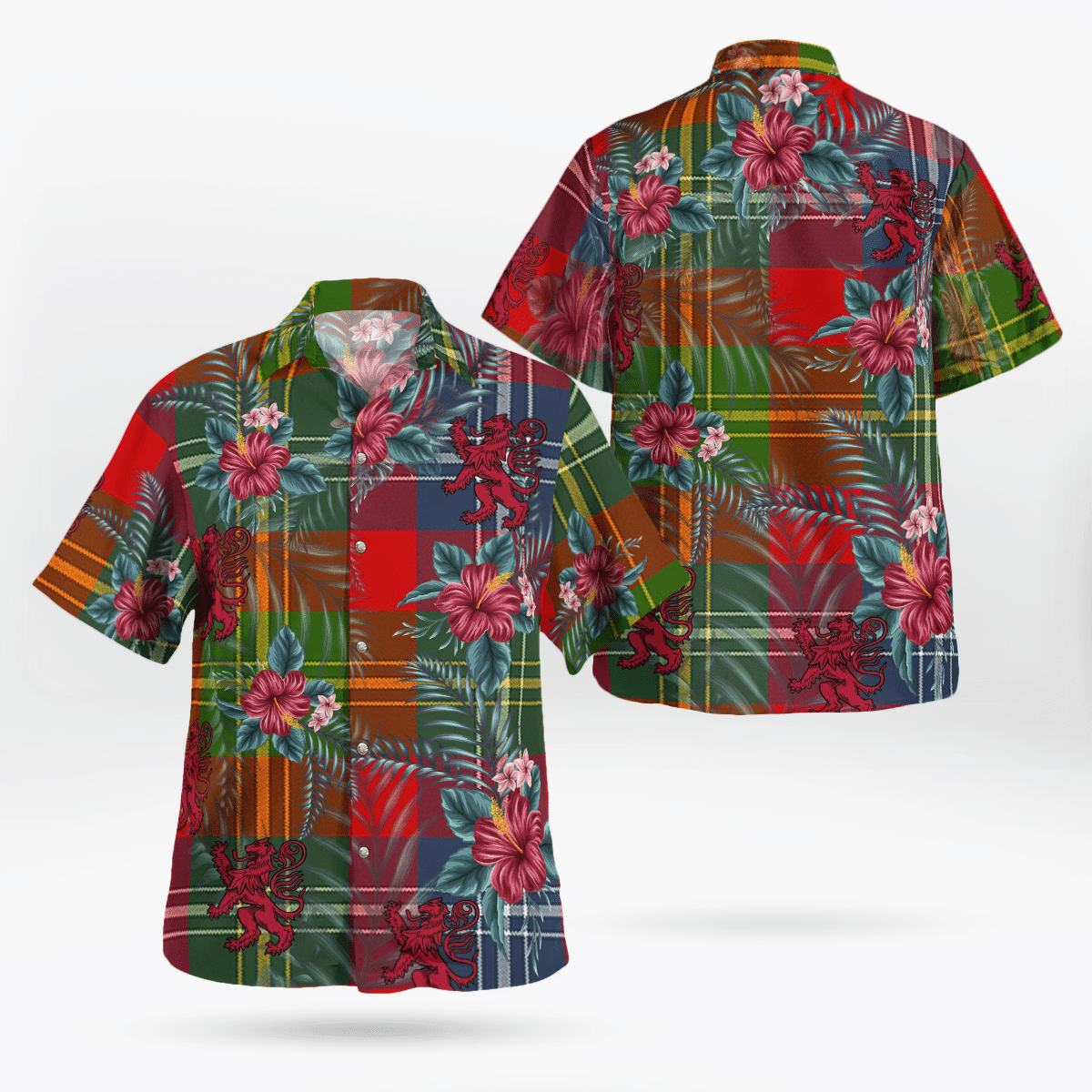 Clan Forrester Tartan Scottish Lion Hawaiian Shirt MG74 Forrester Tartan Tartan Hawaii Shirt   