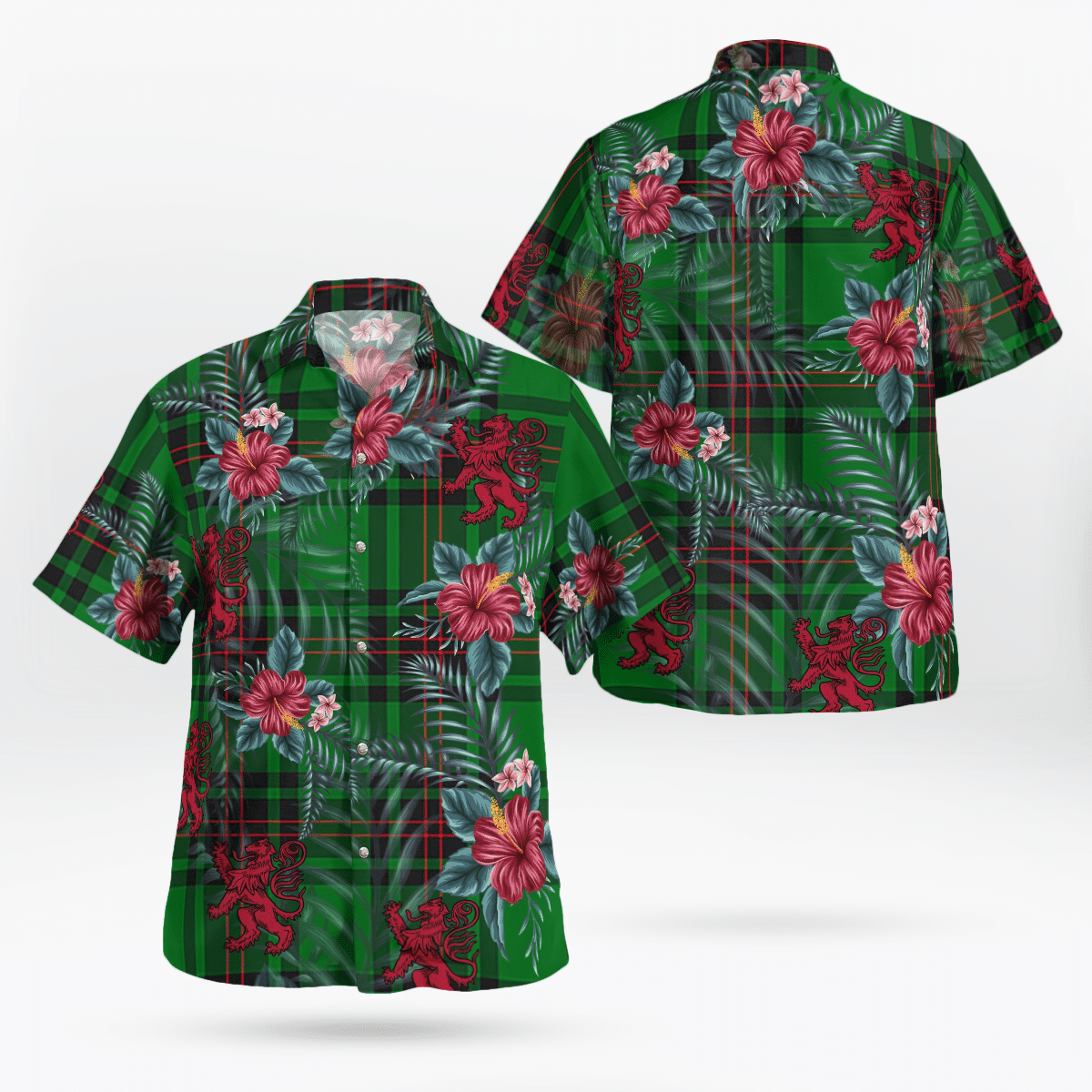 Clan Kinloch Tartan Scottish Lion Hawaiian Shirt CJ32 Kinloch Tartan Tartan Hawaii Shirt   