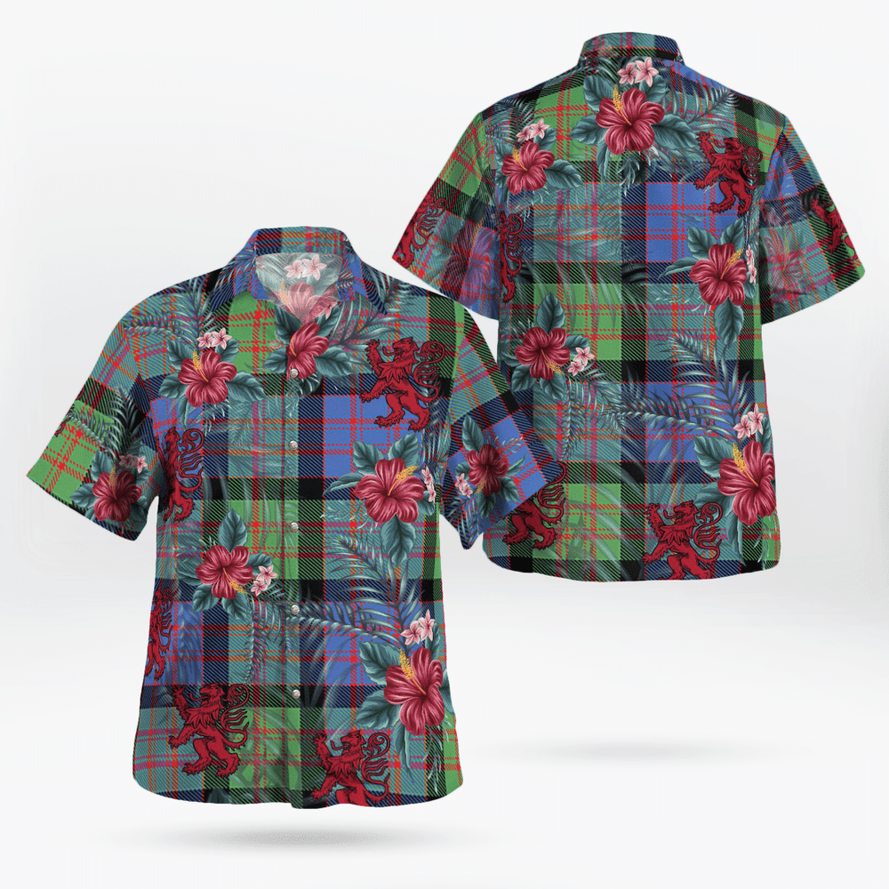 Clan MacDonald Ancient Tartan Scottish Lion Hawaiian Shirt HP88 MacDonald Ancient Tartan Tartan Hawaii Shirt   