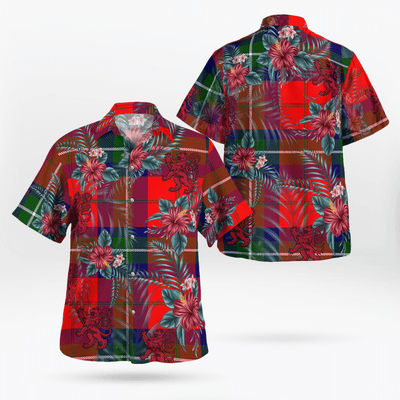 Clan Ruthven Modern Tartan Scottish Lion Hawaiian Shirt