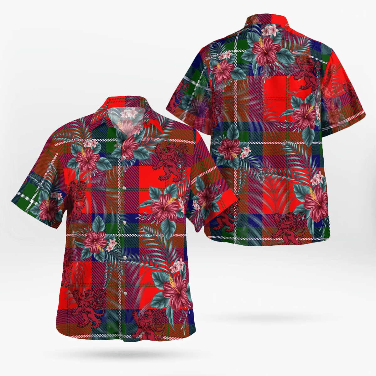 Clan Ruthven Modern Tartan Scottish Lion Hawaiian Shirt QJ48 Ruthven Modern Tartan Tartan Hawaii Shirt   