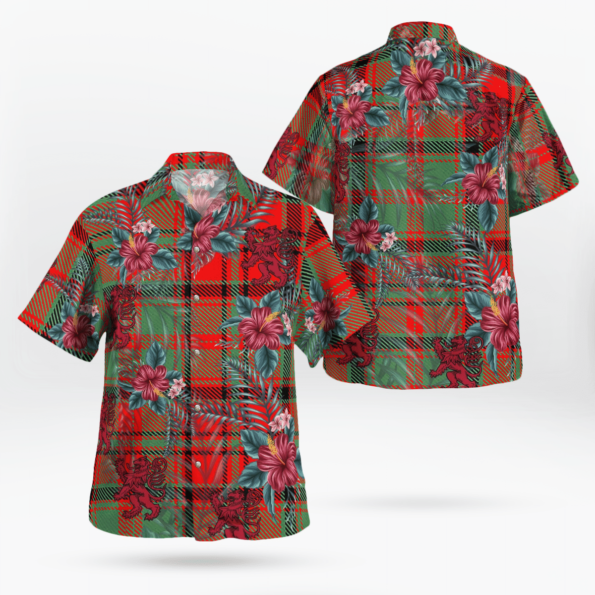 Clan Macnish Modern Tartan Scottish Lion Hawaiian Shirt KG93 Macnish Modern Tartan Tartan Hawaii Shirt   