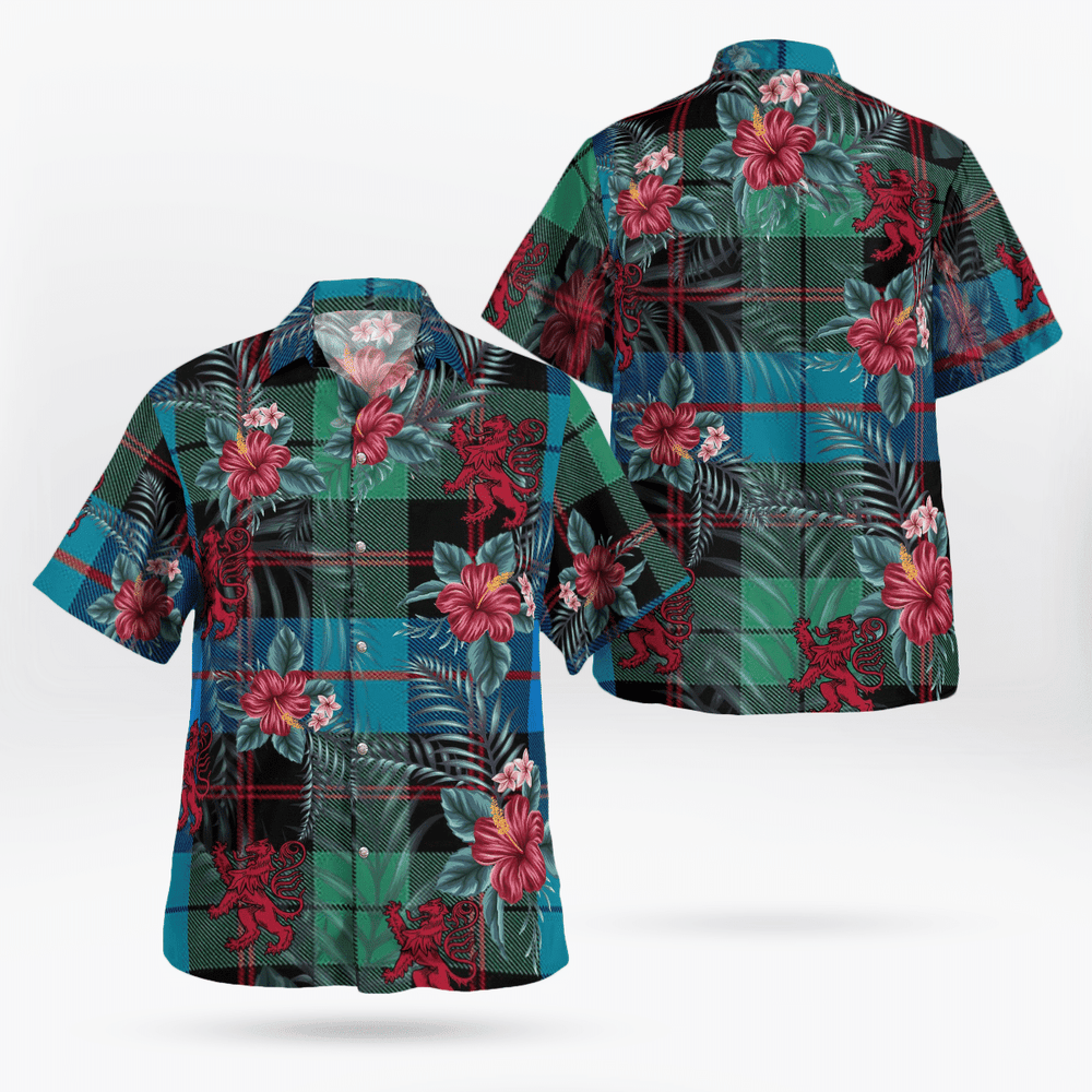 Clan Guthrie Ancient Tartan Scottish Lion Hawaiian Shirt KW75 Guthrie Ancient Tartan Tartan Hawaii Shirt   