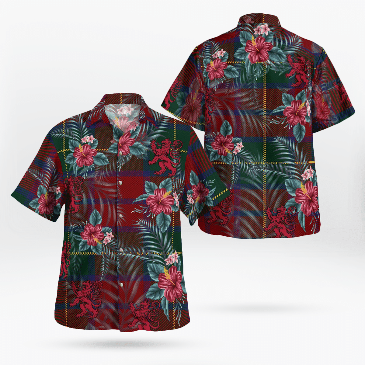 Clan McCarthy Tartan Scottish Lion Hawaiian Shirt OC38 McCarthy Tartan Tartan Hawaii Shirt   