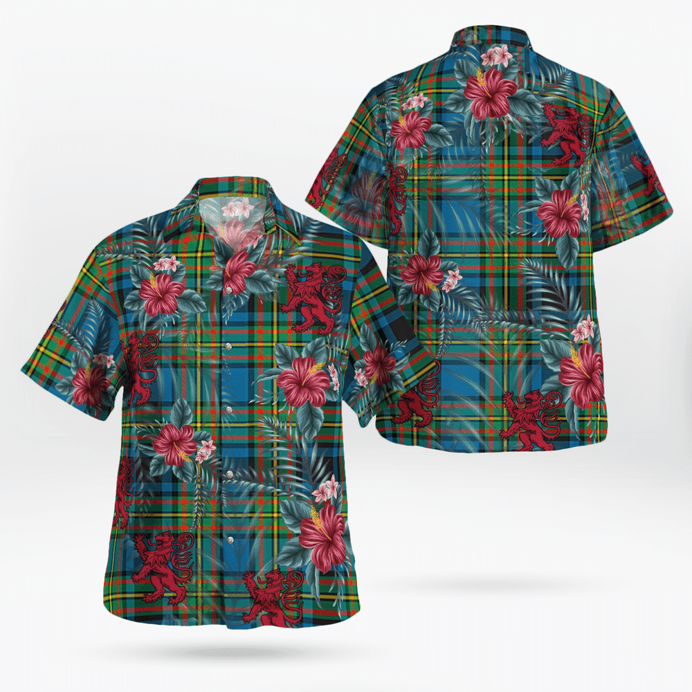 Clan Gillies Ancient Tartan Scottish Lion Hawaiian Shirt NX88 Gillies Ancient Tartan Tartan Hawaii Shirt   