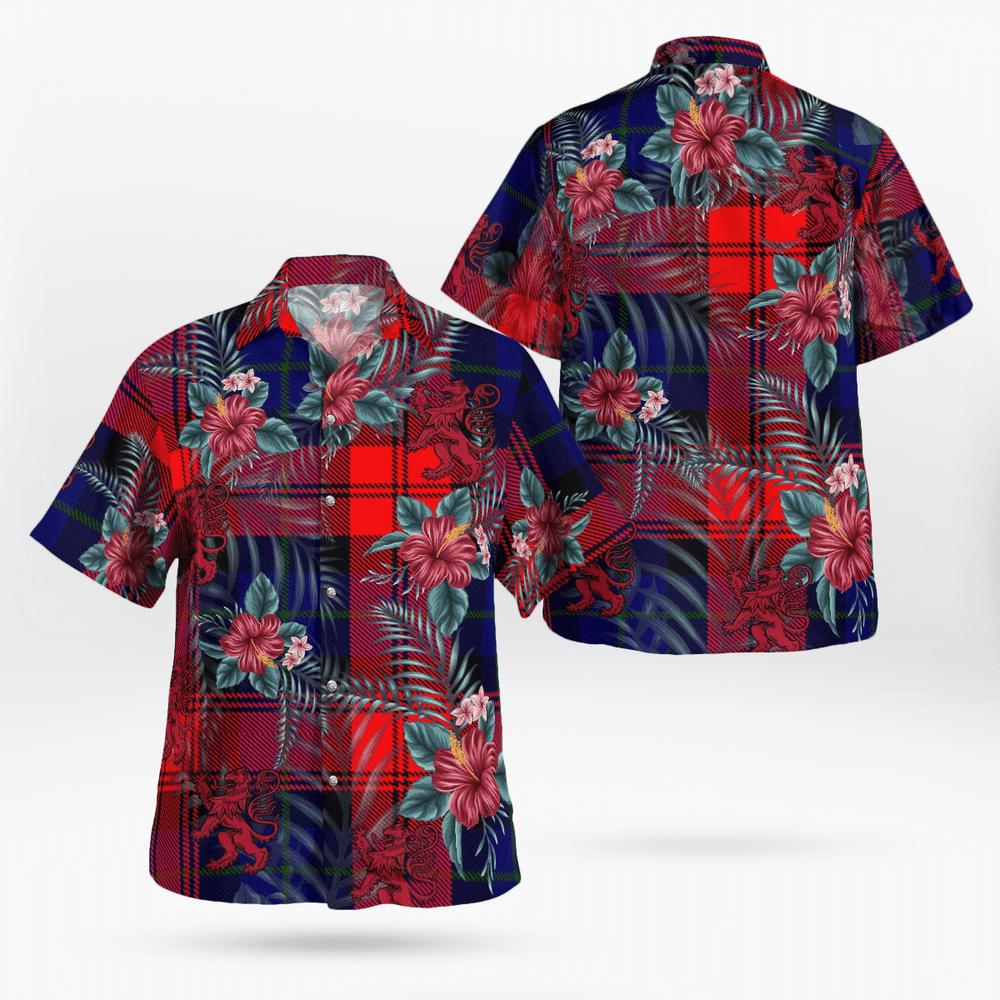 Clan MacLachlan Modern Tartan Scottish Lion Hawaiian Shirt KP28 MacLachlan Modern Tartan Tartan Hawaii Shirt   