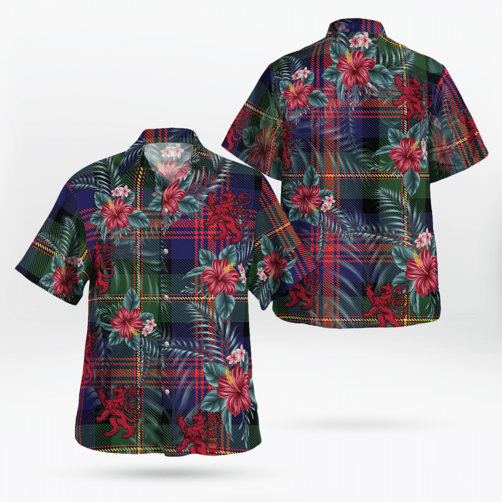 Clan Logan Modern Tartan Scottish Lion Hawaiian Shirt JO58 Logan Modern Tartan Tartan Hawaii Shirt   