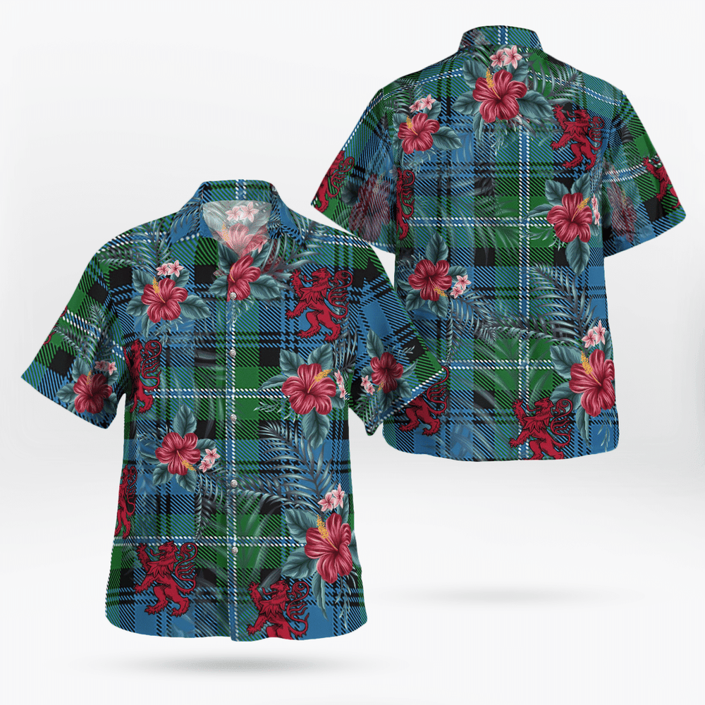 Clan Lyon Tartan Scottish Lion Hawaiian Shirt JM74 Lyon Tartan Tartan Hawaii Shirt   